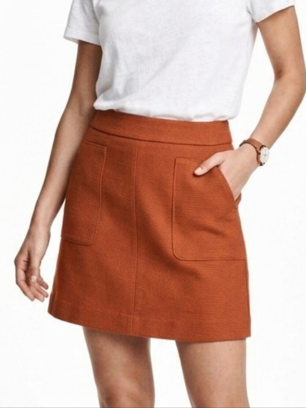 H&M Burnt Orange A-Line Mini Skirt